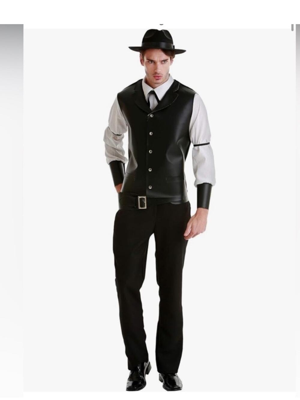 Men's Black Vest Trousers Halloween Costume Desperado Classic Western Style NEW